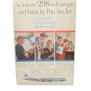 Vintage 1960 Pan Am Jet As Low as $298 to Europe Ad Advertisement